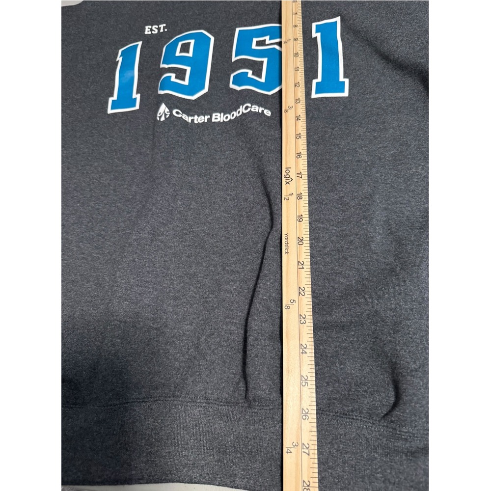 Jerzees NuBlend EST 1951 Carter BloodCare Sweatshirt XL Gray Crewneck Pullover - Picture 3 of 6